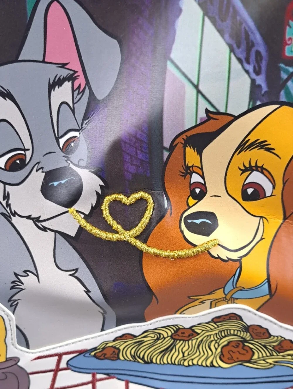 Loungefly x Disney Lady and the Tramp Purple Spaghetti Scene Mini Backpack